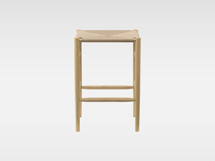 むう工房 エントランス スツール メープル無垢材 アーム付き ペーパーコード 旭川家具 MUU KOUBO むう工房 P・コード・スツール 国産家具 無垢
